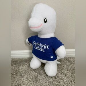 Rare Build-A-Bear SeaWorld Rescue Beluga Whale Plush White Stuffed Animal 16"